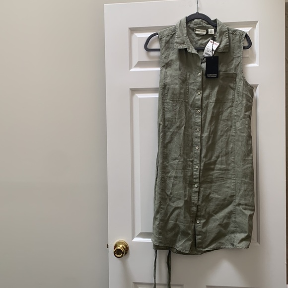 Army Green Button up Dress - Picture 3 of 6